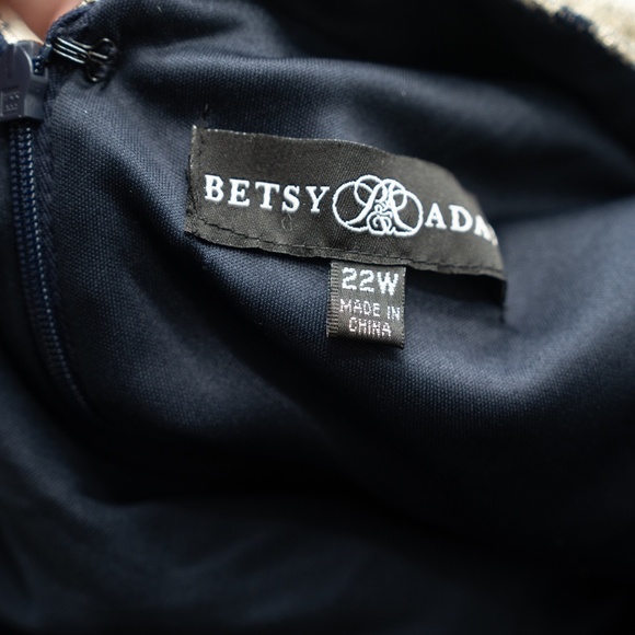 Betsy & Adam - Plus Size Foil Printed Mesh Gown - Picture 4 of 13